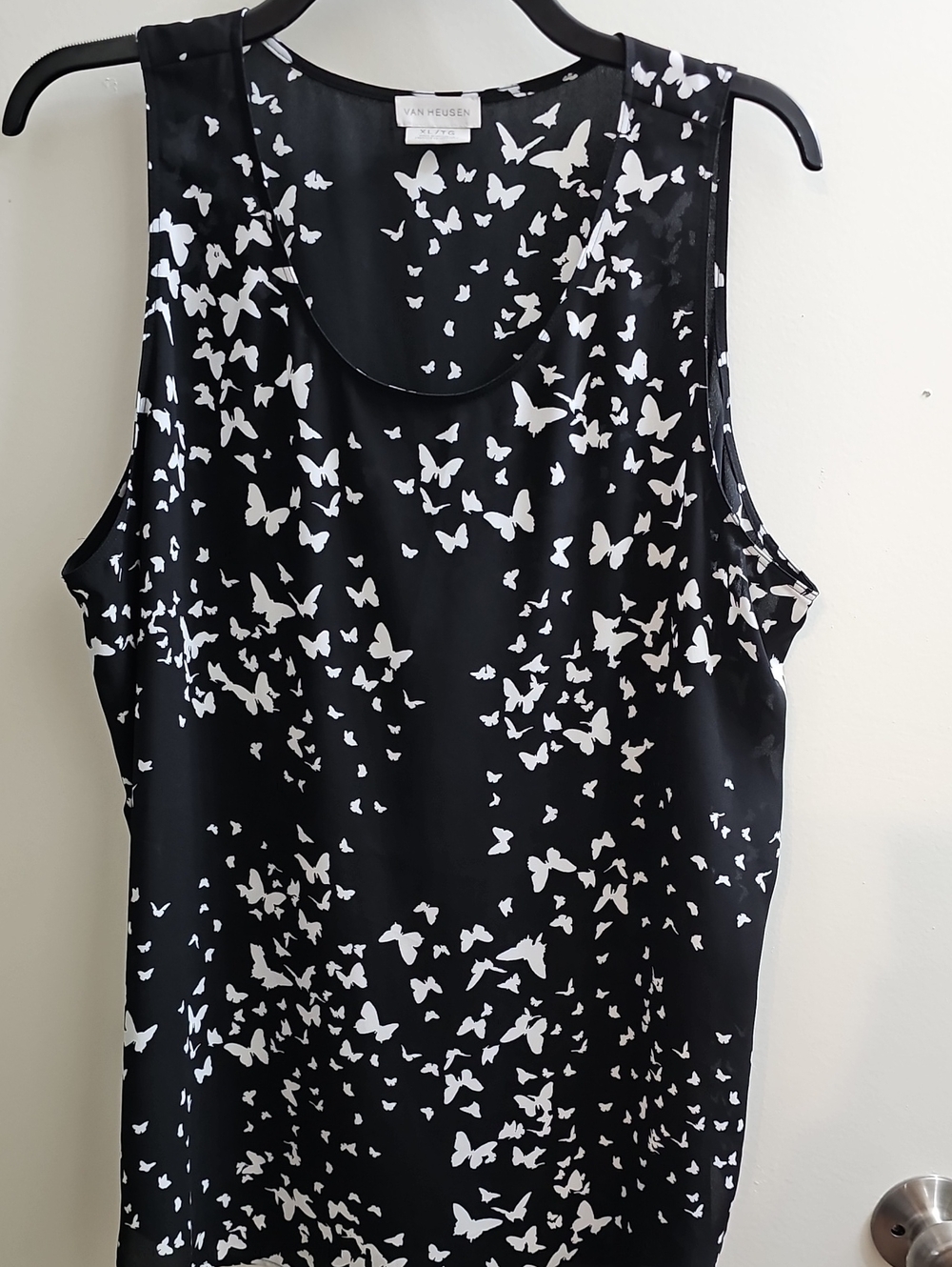 Van Heusen Black and White Butterfly Print Tank Top